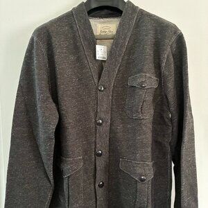 Cardigan V-neck. JCREW Sz M (Men's) Dark grey fleece.